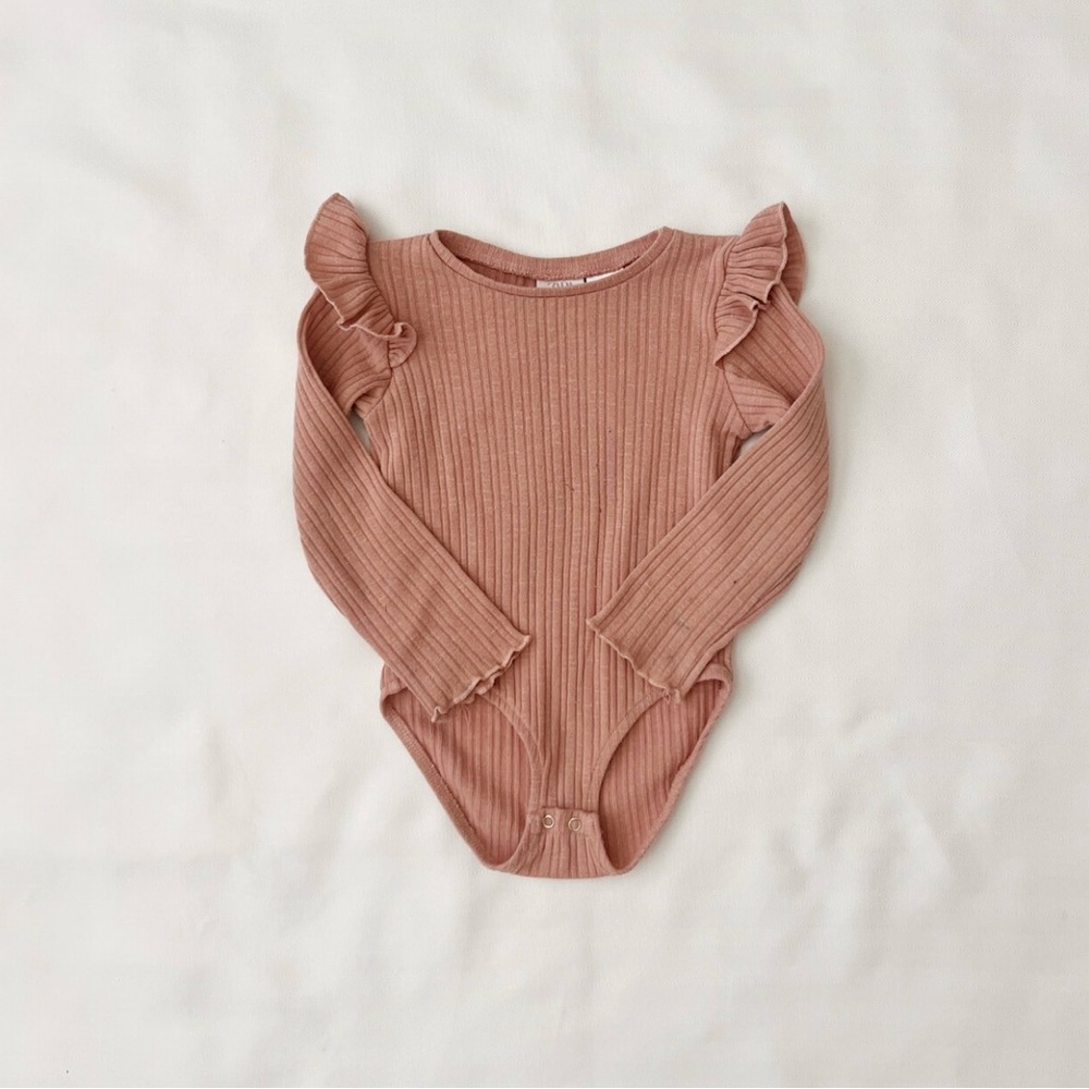 Zara Toddler Girl Mauve Pink Bodysuit / Onesie Long Sleeve Shirt.
